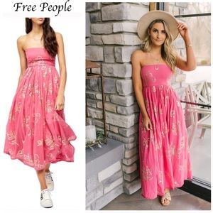 Free People Baja Babe Midi Dress in Hot Pink